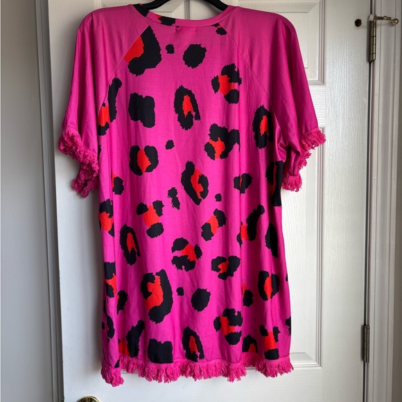 Pink Leopard Print Women's Blouse - Picture 3 of 3